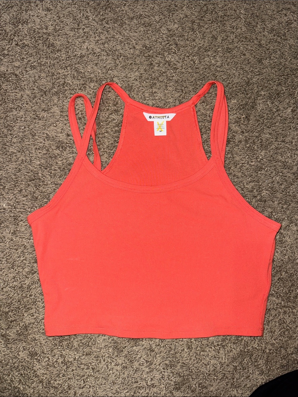 Athleta Coral Ribbed Cropped Tank Top sz medium NWOT